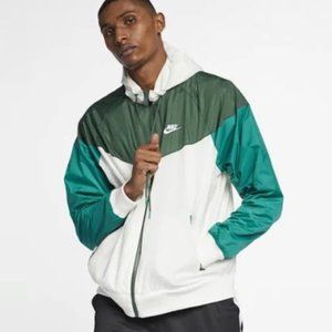 Nike Men's Sportswear Colorblock Windrunner Hooded Jacket in Green